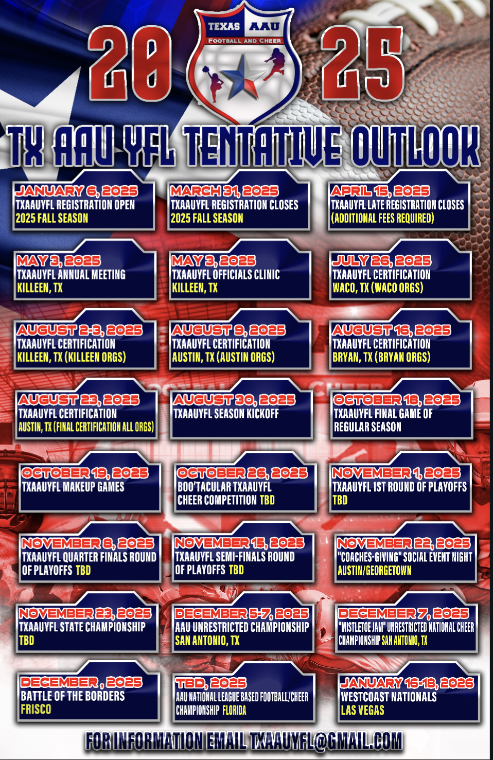2025 TXAAUYFL Tenative Outlook